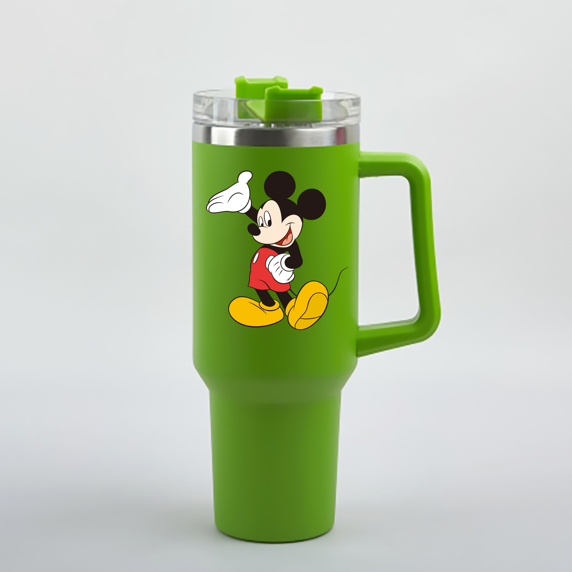 （画像用） ミッキーマウス Mickey Mouse 1200mL車用タンブラー - クリスタルステッカー（プラスチックストロー付き）